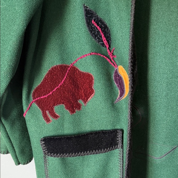 Cindy Ourings Designs Womens Wool Embroidered Yellowstone Fall Nature Overcoat M - Picture 6 of 15